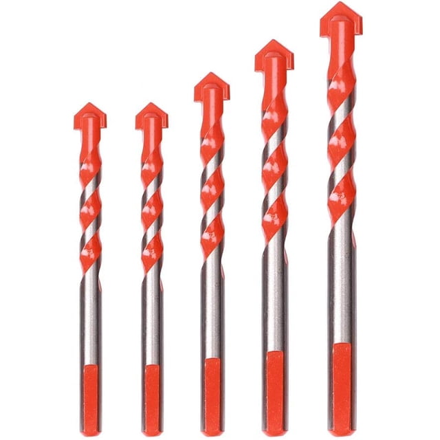 Juego de 5 brocas para azulejos de vidrio, brocas para mampostería, brocas para mampostería de carburo de tungsteno para azulejos de cerámica, hormigón, pared de ladrillo, vidrio, mamposterí JFHHH pequeña