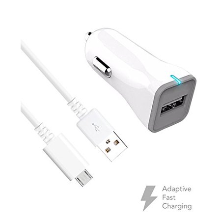 HTC Desire 612 Charger Micro USB 2.0 Cable Kit by TruWire {2 Car Charger + 2 Micro USB Cable} True Digital Adaptive Fast Charging uses dual voltages for up to 50% faster charging!