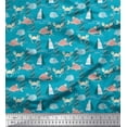 thumbnail image 1 of Soimoi Rayon Fabric Lighthouse,Crab & Fish Kids Fabric Prints by Yard 42 Inch Wide, 1 of 1