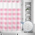 thumbnail image 2 of No Hook Shower Curtain, Pink Checkered Shower Curtains for Bathroom with See Through Top Window, Pink White Buffalo Plaid Waterproof & Washable Bath Curtain 60"x72", 2 of 9