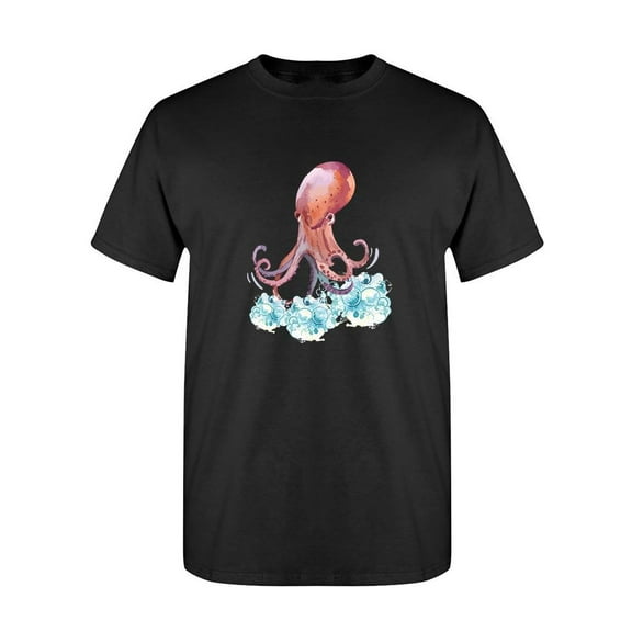 Squid And Bubbles T-Shirt Men -SPIdeals Designs, Male 4X-Large