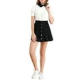 thumbnail image 2 of INSPIRE CHIC Women's Shirts Vintage Peter Pan Collar Puff Short Sleeve Chic Blouse Top S White, 2 of 7