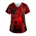 thumbnail image 1 of Blusa de manga corta con cuello en V para mujer, blusa de bolsillo con estampado de uniforme de trabajo Pompotops hkajfhjk473440, 1 of 4