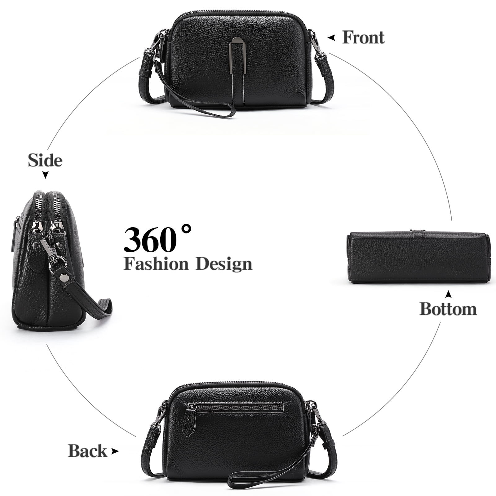 GAEKEAO Crossbody Bags for Women Leather Shoulder Purse with Adjustable Strap & Top Zipper