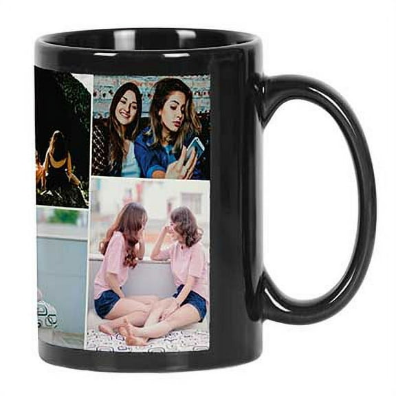 Printtoo PersonalizedPhotoCollage CoffeeMugBest Sister Ever Custom Picture Ceramic CupDishwasher & Microwave Safe- 11 Oz -Black