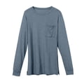 thumbnail image 3 of Endives Women's Long Sleeve Shirt Spring Basic Tee Round Neck Split Casual Loose Top T Shirt Outerwear T-Shirt with Pocket Spring Light Blue, 3 of 7