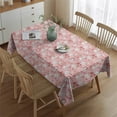 thumbnail image 2 of Pink Christmas Snowman Pattern Rectangle Tablecloth 60"x84",Waterproof Polyester Rectangle Table Cloth, Wipeable Spillproof Polyester Tablecloth for Dining, Camping, Indoor and Outdoor, 2 of 5