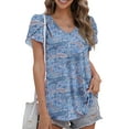 thumbnail image 2 of QINCAO Womens Summer Casual Tops Loose Fit Tunic Blouses Petal Sleeve V Neck Shirts, 2 of 6