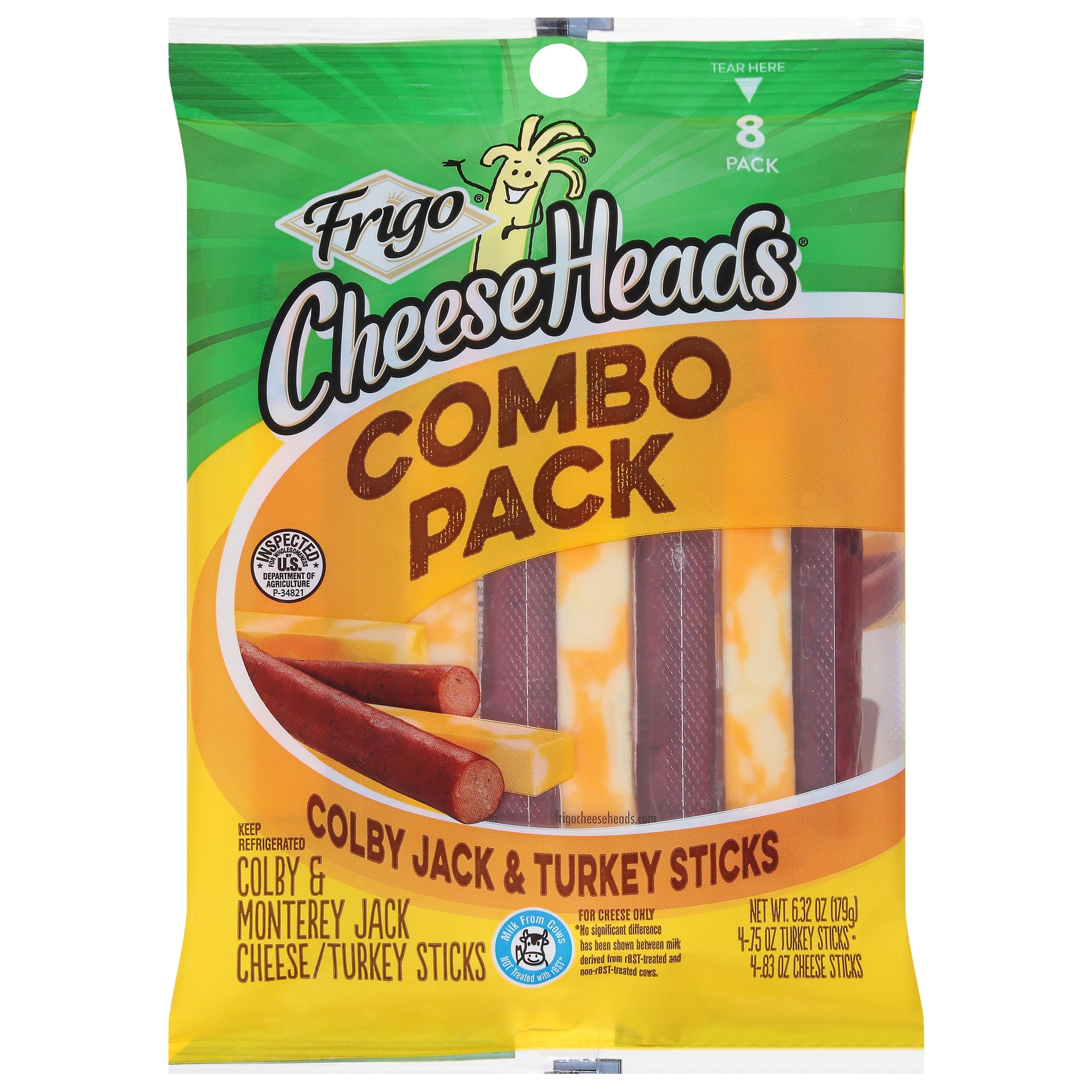 Frigo® Cheese Heads® Colby Jack Cheese & Turkey Sticks, 6.3 oz, 8 Count