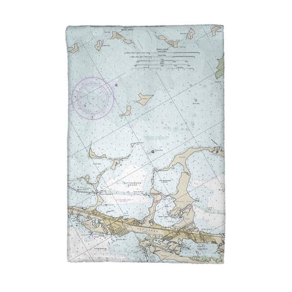 Betsy Drake Key Largo, FL Nautical Map Kitchen Towel