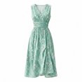 thumbnail image 6 of QUNYINEY Midi Summer Dresses for Women 2026 Sleeveless Floral Flowy A Line Sundress Loose Fit Vacation Casual V Neck Beach Dresses, 6 of 6