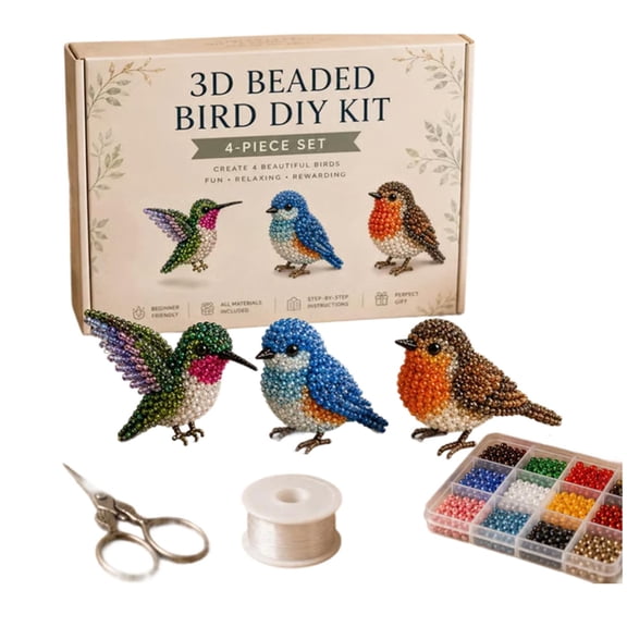 3D Beaded Animal Kit, DIY Bead Craft Set for Adults, 3D Beaded Bird Making Kit