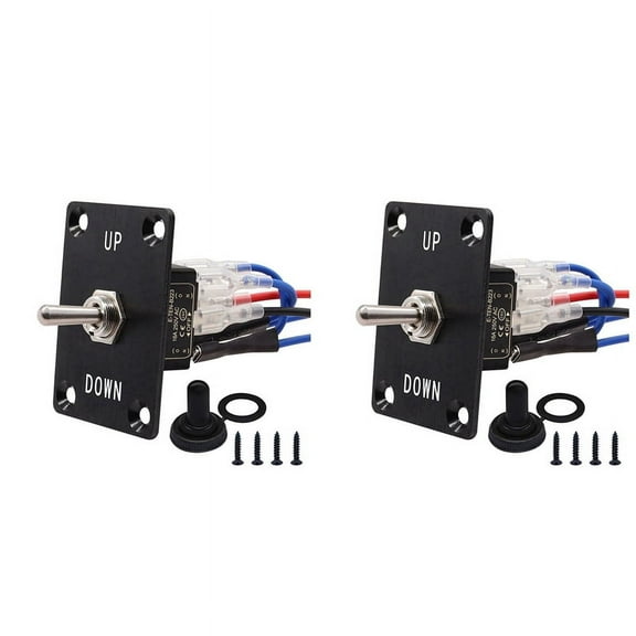2X Rocker Toggle Switches Momentary 6 Pin 3 Position (ON)-Off-(ON)UP/Down Polarity Reverse Switch with Panel,Wires Cap