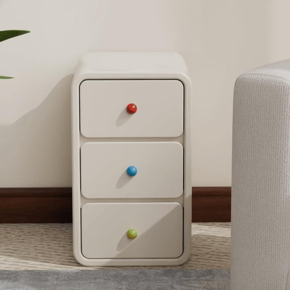 White Nightstand with 3 Drawers, Pre-Assembled Solid Wood Bedside Table, Modern Silent-Glide End Table, Compact Design for Bedroom, Living Room or Small Spaces (11.8in)