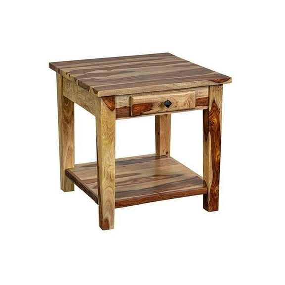 Sante Fe Solid Sheesham Wood End Table with Drawer