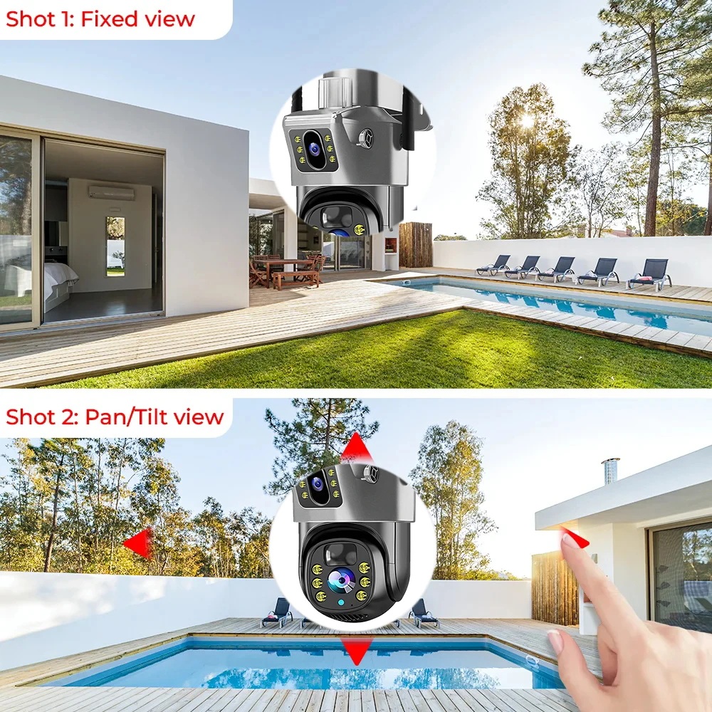 8MP 4K Wireless Solar Camera WIFI Sim Outdoor Dual Lens IP Camera PIR Night Vision V380 Pro CCTV Security Protection Monitor
