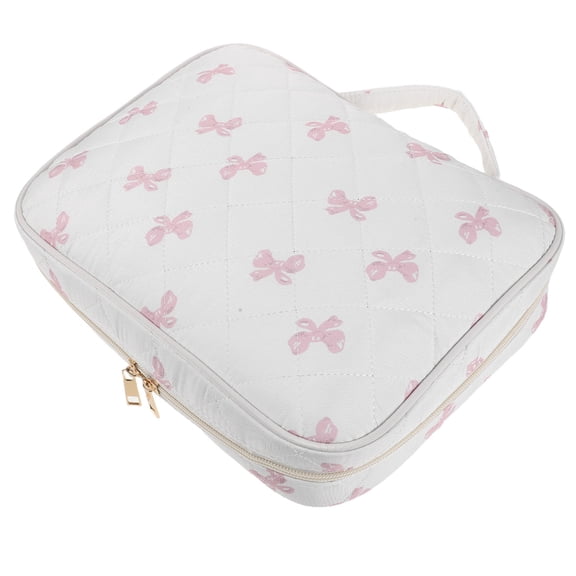 Tineasur White Quilted Fabric Water Resistant Bible Cover Bag Large with Spacious Compartments