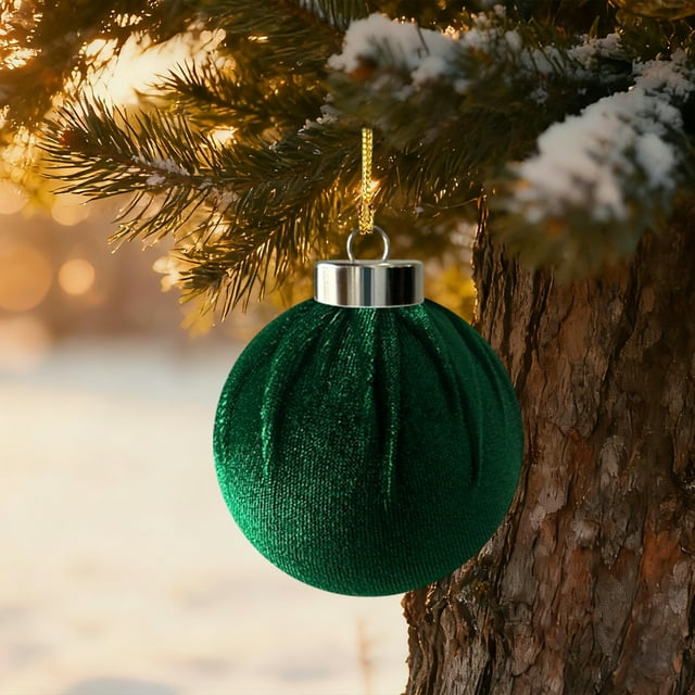 Rapeiae 1pcs Christmas Balls Flocked Christmas Tree 2.4inch Ornaments Plastic Balls Xmas Hanging Ornaments Decoration