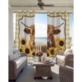thumbnail image 4 of Yellow Yak Blackout Curtains, Light Blocking Print Window Curtains, Sunflowers Checkered Elegant Pastoral Buffalo Thermal Insulated Window Drapes for Living Room 2 Panels, 55"W x 39"L, 4 of 9
