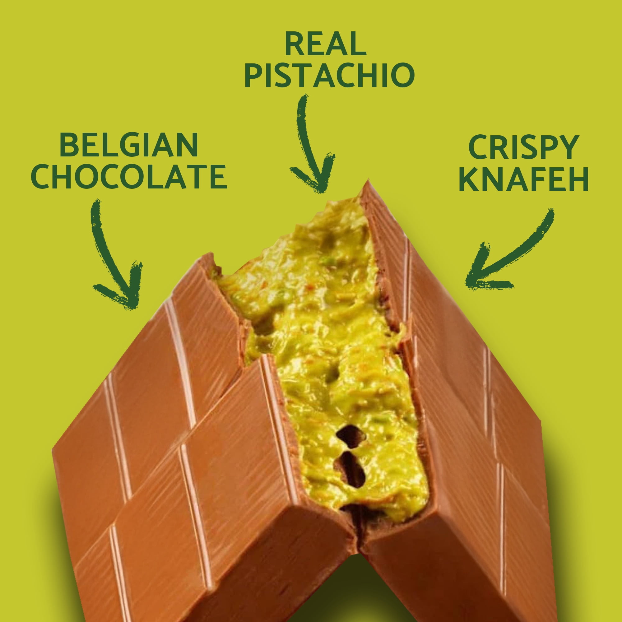 Leonessa Dubai Chocolate Bar with Pistachio Kunafa, Made with Belgian Chocolates, 3.5 oz 2-Pack