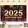thumbnail image 3 of Banner de tela extragrande de Feliz Año Nuevo para decoración de fiesta 2025, suministros de decoración de fiesta de Feliz Año Nuevo, 3 of 5