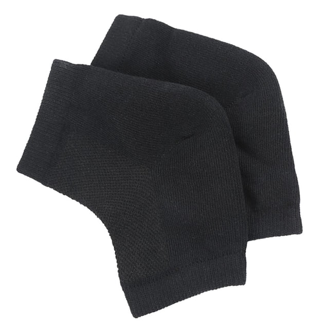 1 par de calcetines de gel para el talón, funda protectora hidratante para pies para piel agrietada. Negro