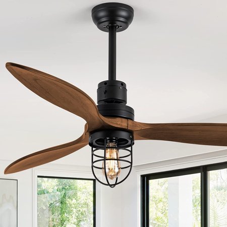 

YYFF 52 In Farmhouse Outdoor Ceiling Fan with LightsModern Bedroom Ceiling Fan with Remote Control3 Wood Propeller s Industrial Patios Ceiling Fans with Light and Reversible Motor