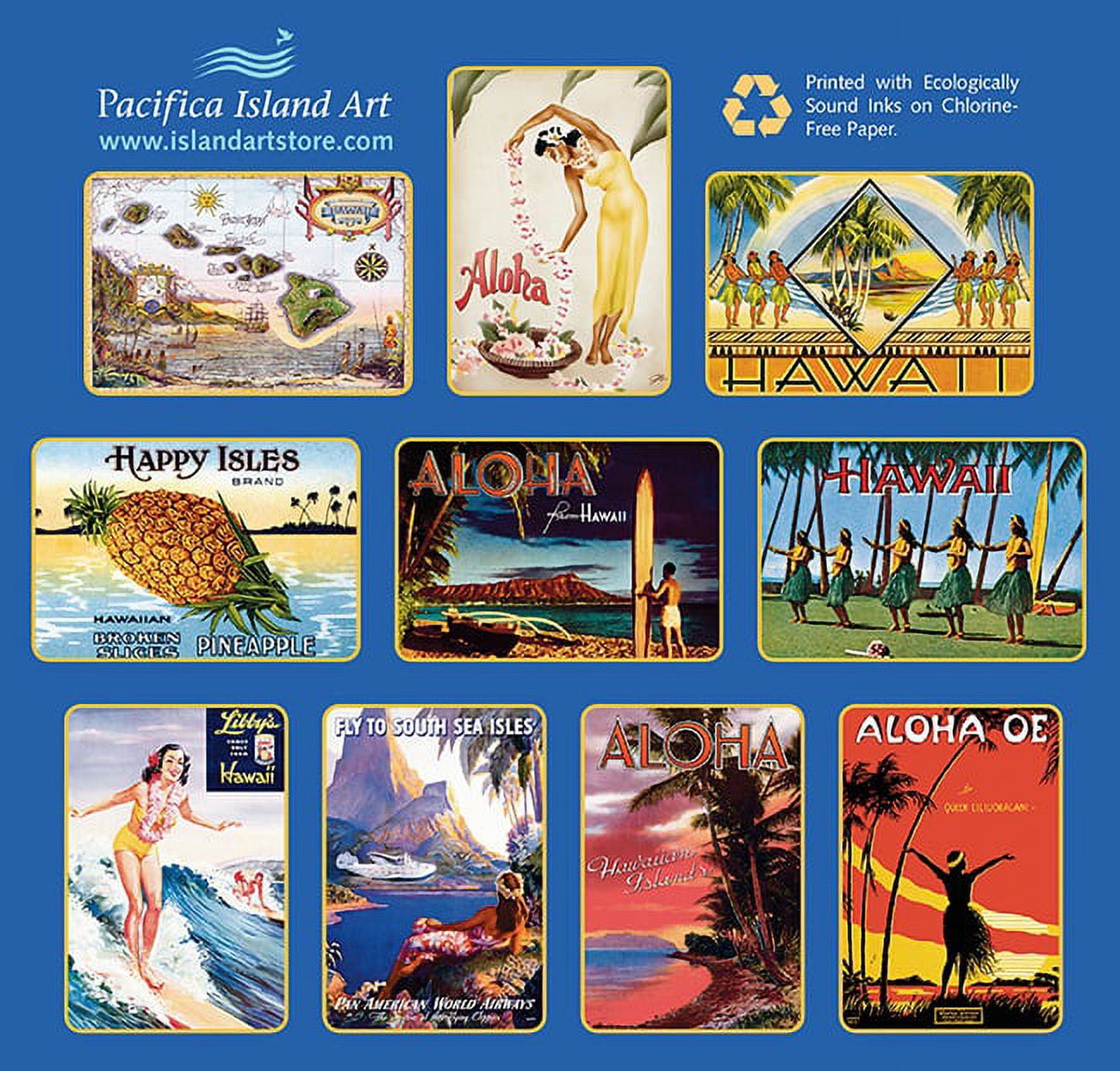 Souvenir Postcard Boxed Postcard Set Vintage Hawaiian Art