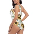 thumbnail image 5 of Yiaed Sunflowers Leaves And Birds Print Women One Piece Swimsuits Tummy Control One Shoulder Bathing Suits Pattern Ruffle Swimwear-Medium, 5 of 8