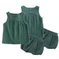 thumbnail image 7 of MXIEZI Baby Boys Girls 2Pcs Sleeveless Vest Outfit Kids Summer Pullover Soft Casual Sets for 3M-4Years Infant Toddler Cotton Linen Vest Top + Shorts Set, 7 of 7