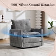 thumbnail image 2 of 360°Swivel Accent Chair, Upholstered 28''W Oversized Armchair, PAPROOS Barrel Chair Reading Armchair with Side Pockets & Cushion, Modern Accent Chair with Metal Base for Living Room Bedroom, Gray, 2 of 8