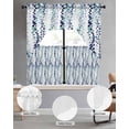 thumbnail image 2 of Blue Weeping Eucalyptus Swag Kitchen Curtains Sets for Windows 24 Inch Length, Spring Summer Farmhouse Leaves Short Window Curtain Panels Swags Valances and Tiers 3 Piece Set for Cafe/Dining Room, 2 of 5