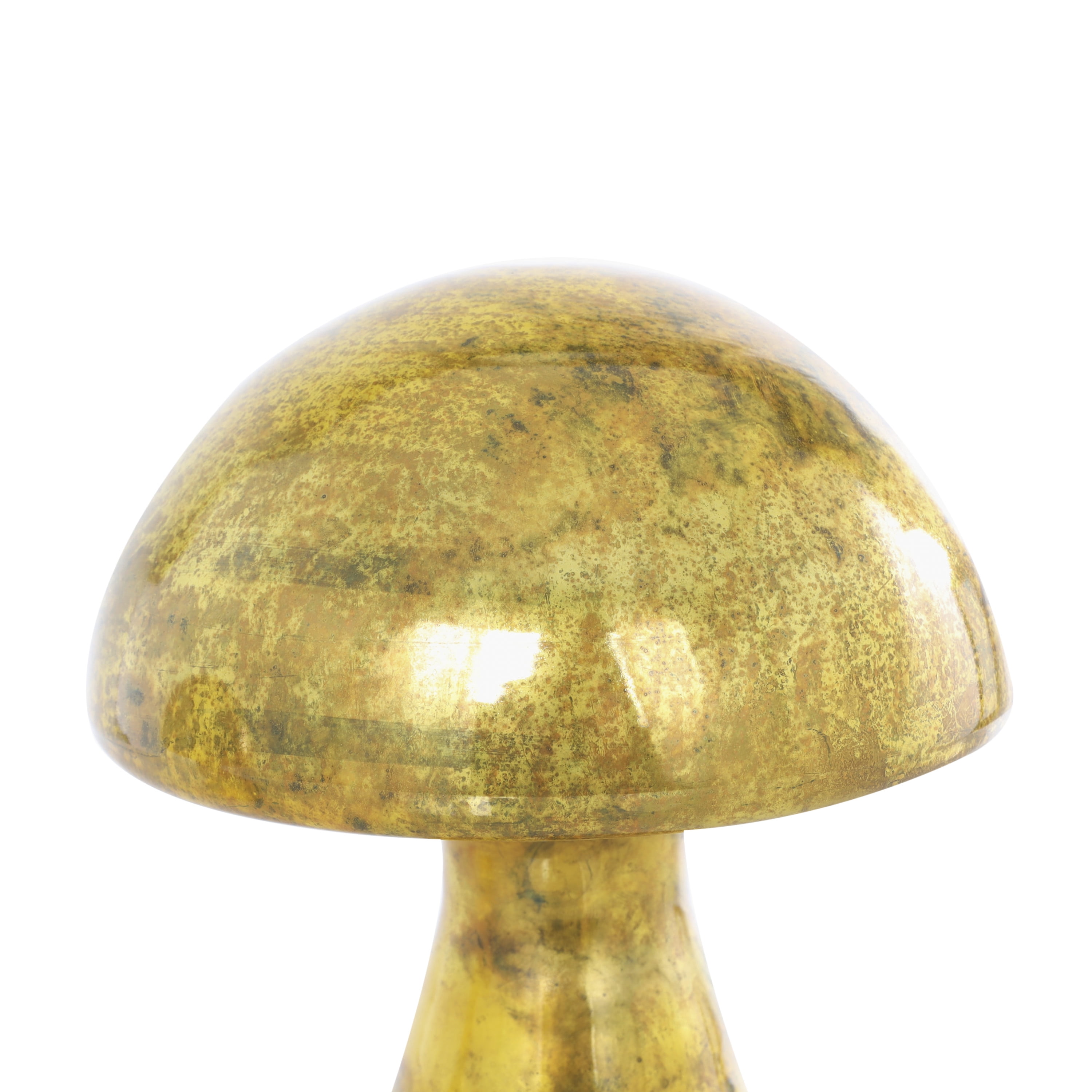 12", 10"H Gold Glass Weathered Mushroom Sculpture, by DecMode (2 Count)