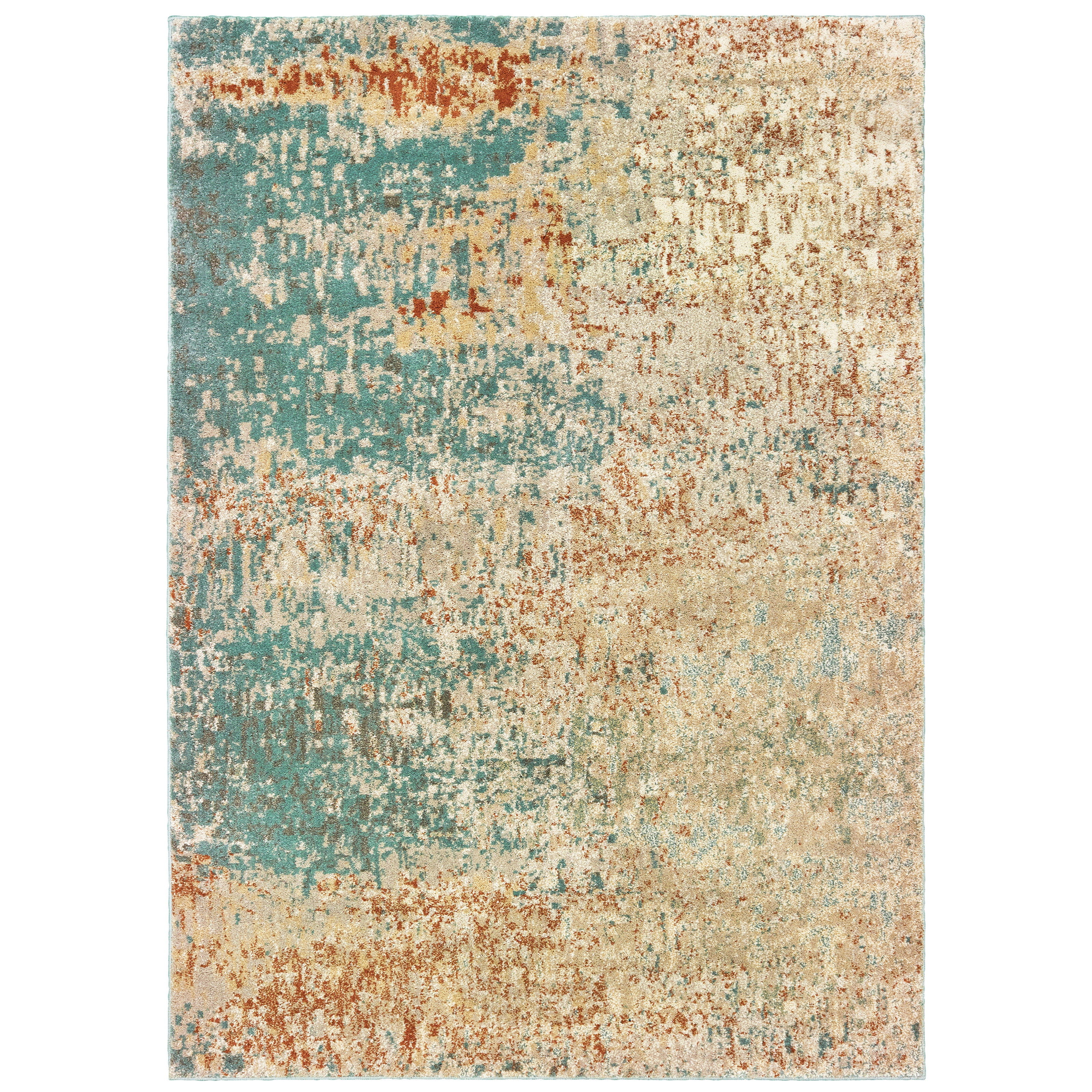 Lyla Contemporary Abstract Area Rug, Blue/ Orange 1, 4' x 6'