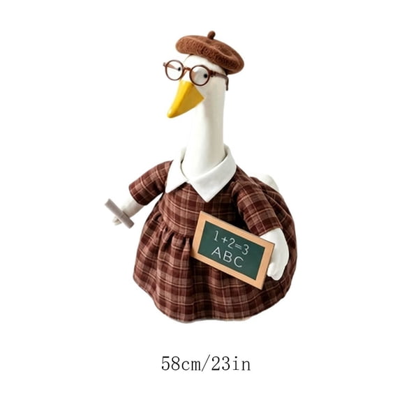 Teacher Plaid Skirt Outfit for 23" Porch Goose, Classroom Themed Lawn Ornament Costume, Season Decoration for Front Yard & Garden, Back to Fall Decor​