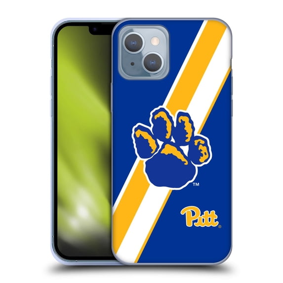 Head Case Designs Officially Licensed University Of Pittsburgh University Of Pittsburgh Stripes Soft Gel Case Compatible with Apple iPhone 14