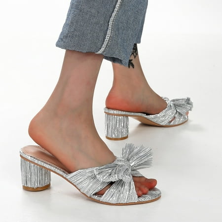 

Podplug Fashion High Heels Sandals Women Women s Fashion Sandals Thick Heel Bow Silk Sandals Retro Buckle Shoes
