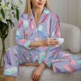 thumbnail image 6 of Pajama Sets for Women 2 Pcs, colored crystals Button Down Long Sleeve Sleepwear Lounge PJ Sets, 6 of 6