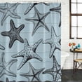 thumbnail image 2 of Teal Blue Starfish Shower Curtain, Waterproof Shower Curtains for Bathroom, Coastal Ocean Summer Sea Nautical Washable Fabric Bathtub Curtain Set Bath Decor with 12 Hooks Standard 72"x72", 2 of 8