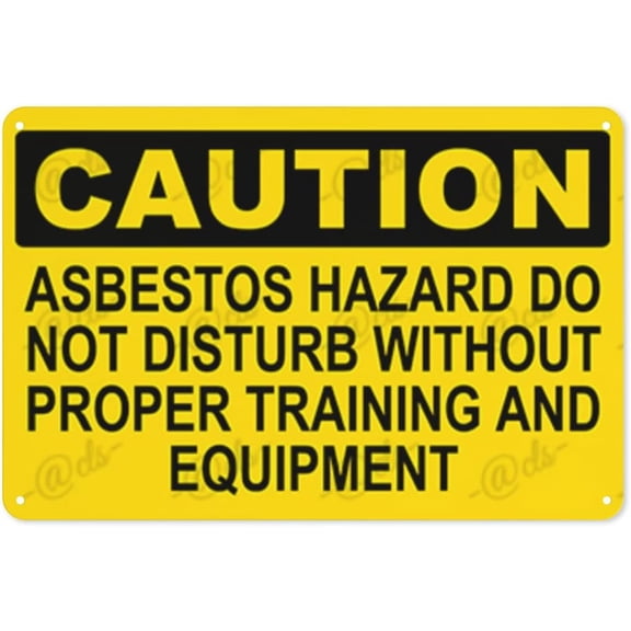 Metal Sign, Caution Sign, ASBESTOS HAZARD DO NOT DISTURB WITHOUT PROPER TRAINING AND EQUIPMENT, for office, enterprise, safety signs, equipment Warning signs, etc 8 x 12 Inch