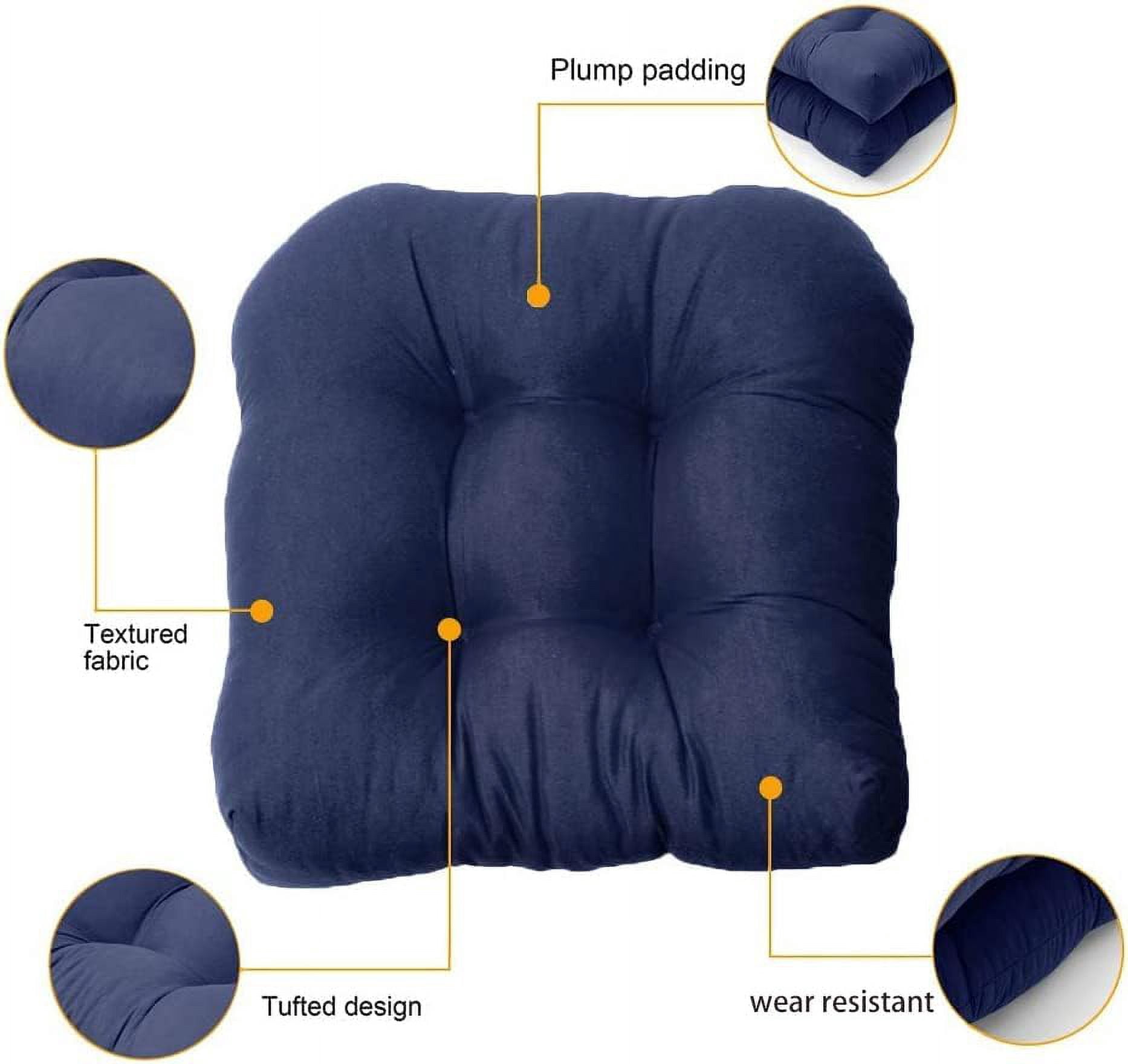 2 Pack Outdoor Chair Seat Cushions Waterproof 18x18 U Shaped Thickened Tufted Patio Furniture Navy Blue