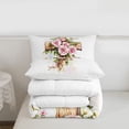 thumbnail image 5 of Erosebridal Pink Flowers Twin Comforter Sets,Rustic Plant Floral Bedding Set For Girls Kids, Reversible 2 Pieces, 5 of 7