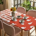 thumbnail image 3 of Japanese Rabbits Table Cloths for 6 Foot Rectangle Tables, Vintage Orange Red Plaid Farmhouse Patio Waterproof Elastic Fitted Tablecloths, Washable Rectangular Table Cover for Camping, 3 of 8