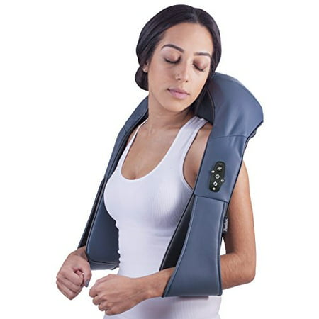 Bruntmor, Cordless Shiatsu Neck & Back 3-D Heat Kneading Massager - Rechargable - with Carrying Bag - 1 Year