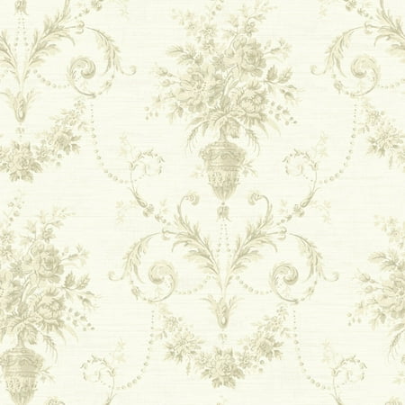 Silhouette Floral Wallpaper - Fairwinds Studios Calantha Floral Urn Damask Wallpaper