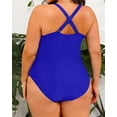 thumbnail image 4 of GFDYREE Women Plus Size One Piece Swimsuits V Neck Tummy Control Bathing Suits Front Cross Swimwear, 4 of 6