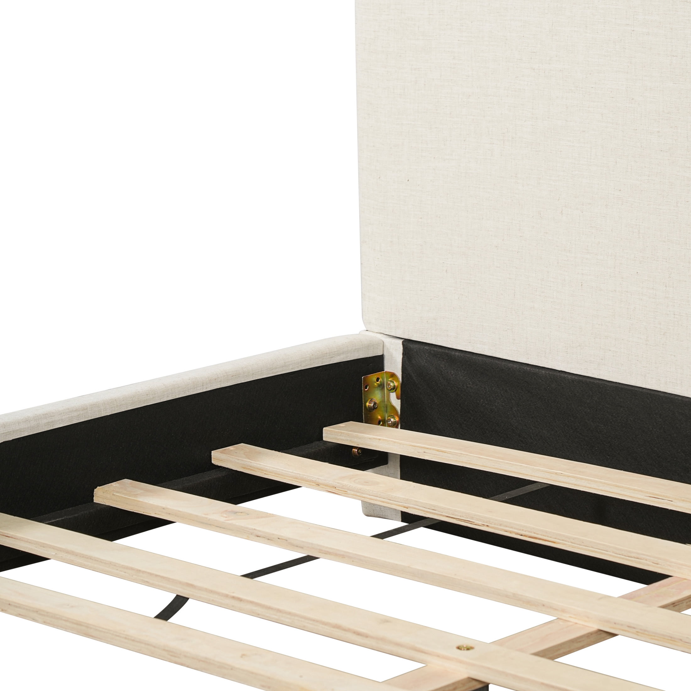 Christopher Knight Home Queen Size Upholstered Platform Bed Frame with Linen Fabric, Thick Headboard, Beige