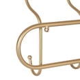 thumbnail image 4 of Kate and Laurel Vaida Boho Wall Mounted Coat Rack, 25 x 4 x 12, Gold, Five Decorative Glam Double Sided Coat Hooks and Hat Rack with Trendy Capsule Shape, 4 of 7