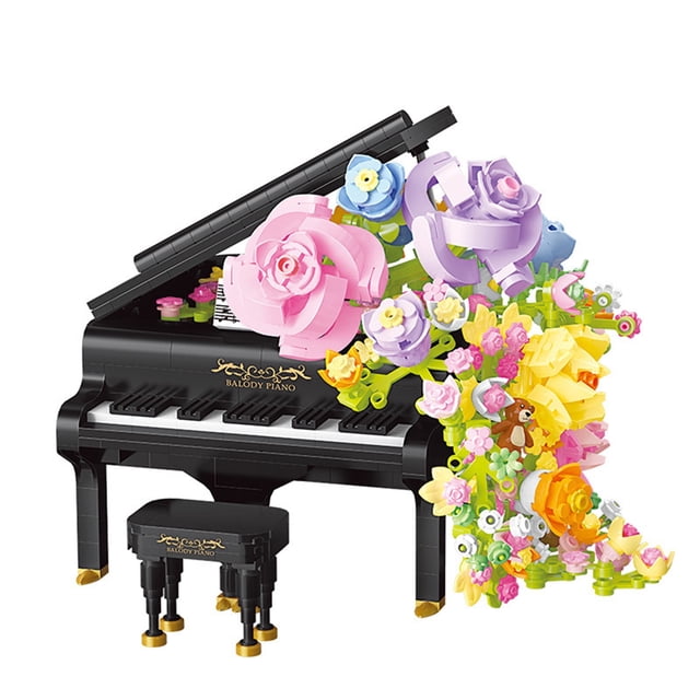 Kits de bloques de construcción Dadatutu, conjunto de instrumentos musicales con forma de flor, violín y piano, bloques de construcción, juguete para Navidad, San Valentín, Año Nuevo, regalo de