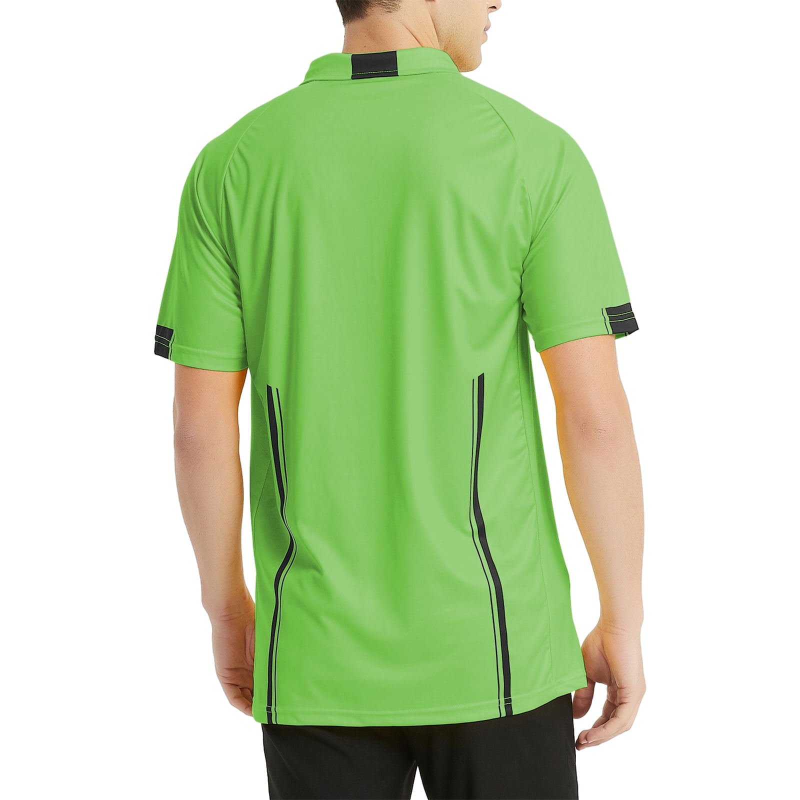 Toptie Men\'s Soccer Referee Jersey Officials Pro Short Sleeve Referee Shirts-Green-3XL
